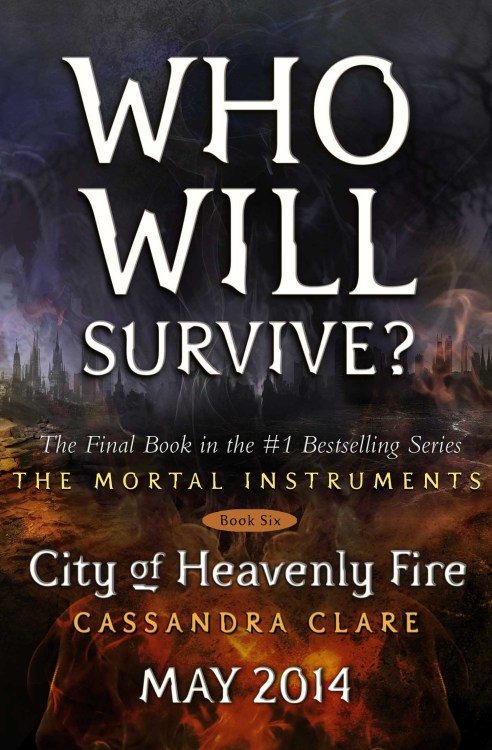 Today seems a good day to reveal the placeholder cover for City of Heavenly Fire! This is not the final cover, but since you&#8217;ll be seeing it all over, on amazon etc. until they reveal the final, might as well see it here first. I did not come up with the tagline, but I like it. 
The final cover will of course not have words on it, but people. I cannot tell you which people. You will have to wait for the reveal. There is also an extra surprise printed on the inside cover! *dances*
Also I have discovered the tumblr of the most patient people ever.
http://iscityofheavenlyfireoutyet.tumblr.com/