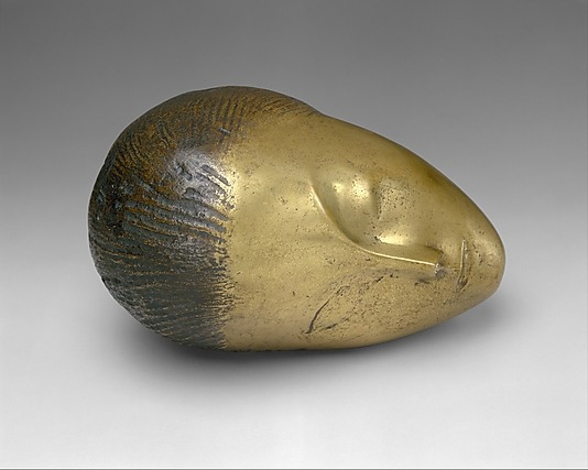 cinoh:

Sleeping Muse
Constantin Brancusi 

(French (born Romania), Hobita 1876–1957 Paris)
Date:1910
Medium:Bronze
Dimensions:6 3/4 x 9 1/2 x 6 in. (17.1 x 24.1 x 15.2 cm)
Weight: 12 lbs
Classification:Sculpture
