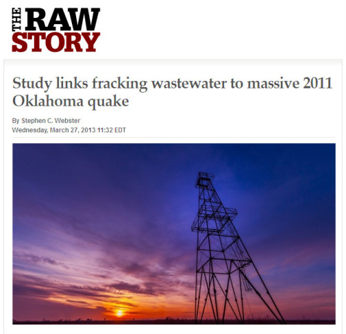 Raw Story - 'Study links fracking wastewater to massive 2011 Oklahoma quake'