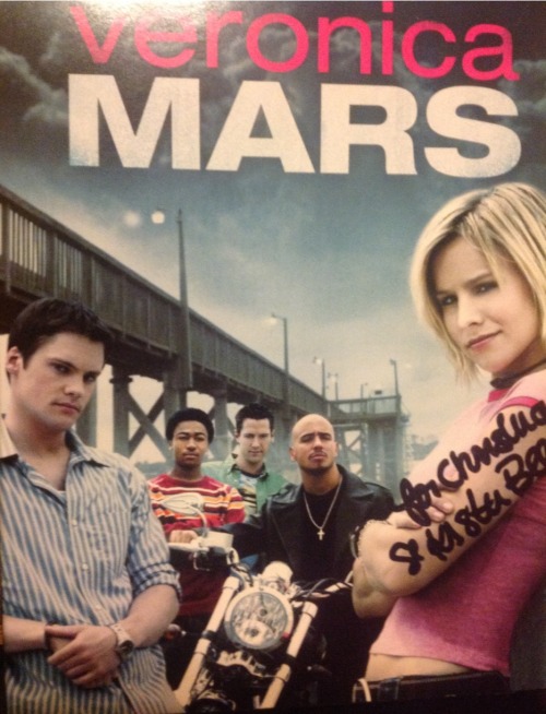 In honor of the release of the Veronica Mars movie today I&#8217;m doing a bit of bragging and posting a pic of my autographed Veronica Mars Season 1 by Kristen Bell. Met her a few years ago at Big Apple Con in NYC when she was on Heroes. She is one of the sweetest people I have ever met. 
Oh and by the way, the Veronica Mars Movie was freaking awesome!! I cannot wait to see it again!!!