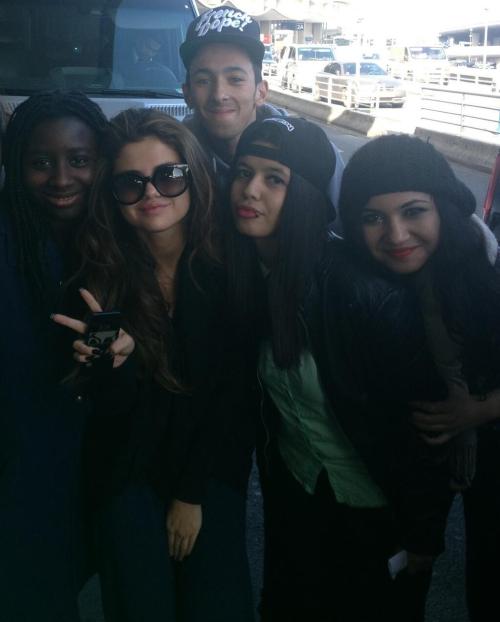 Selena with some fans in Paris