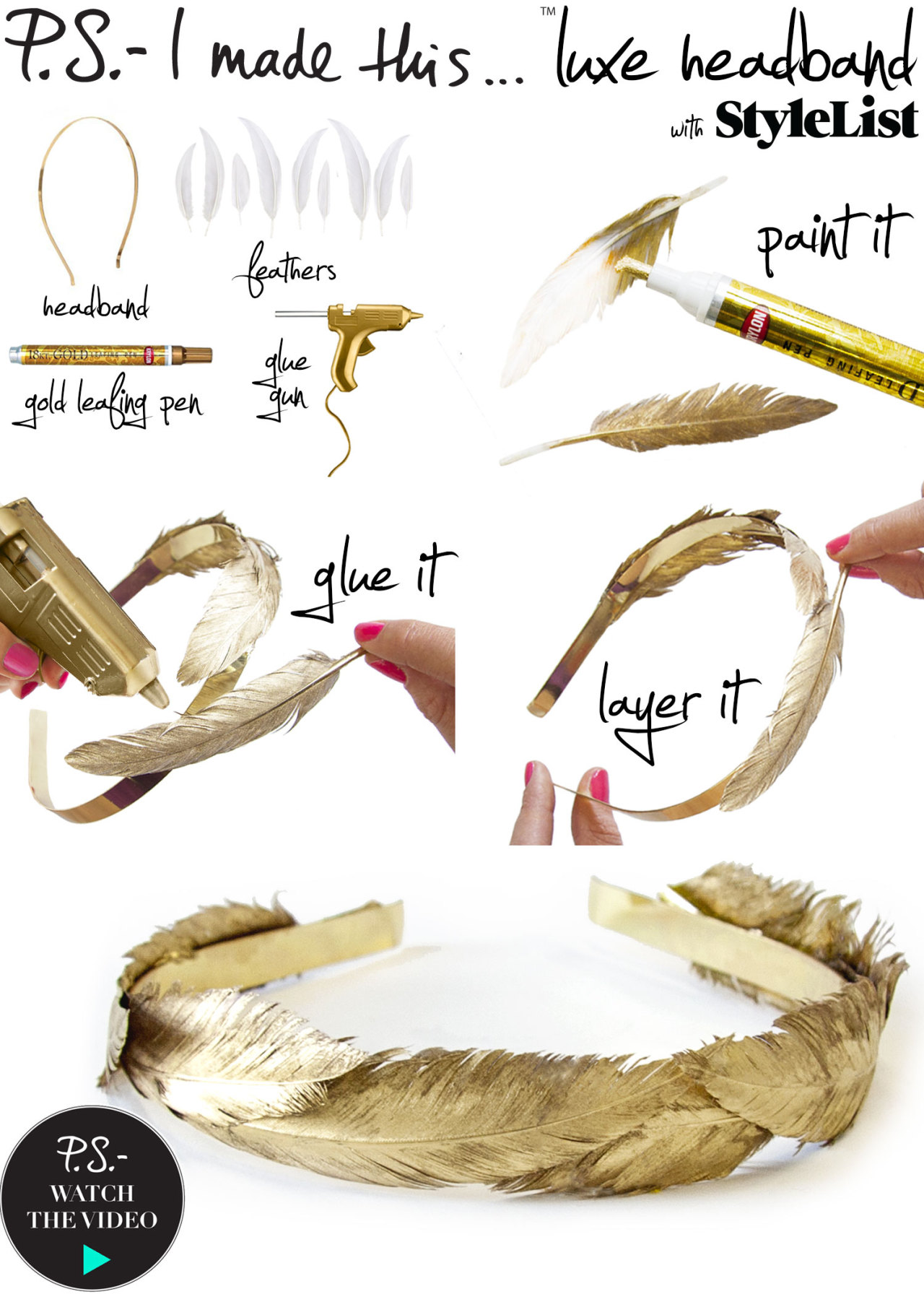 

Make your mid summer nights dreamier with a gold feather headband! In this next installment of our StyleList.com series, "Pretty Savvy" presented by Jeep, Erica shows you how to give a simple hair accessory a gilded, glistening touch. 




To create: Use a gold leafing pen to cover the entire feather. Repeat until you have enough feathers to cover the surface of your headband. Using a glue gun carefully adhere the feathers to your headband. Allow a few minutes for the glue to dry, and voila&#8230;you&#8217;re fit for a fairytale! 

 
Get down with DIY and a dope playlist
CLICK HERE for the P.S.- I made this&#8230;Playlist
Curated by The Jane Doze

