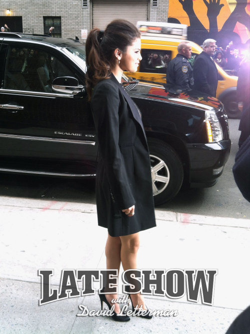 @Late_Show : From the new film @SpringBreakers, @SelenaGomez has arrived at the Ed Sullivan Theatre.