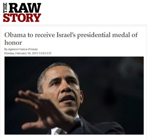 AFP - 'Obama to receive Israel's presidential medal of honor'