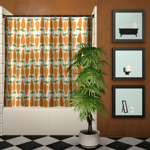 Happy birthday, Jen! A carrot shower curtain and 3 bunny bathroom paintings (by Larisa Martin) aren&#8217;t as nice as cake or wine or real presents but still, a rabbit on the loo!
download - base-game only