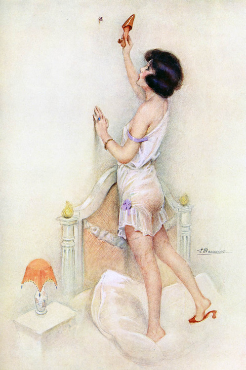 Suzanne Meunier, Eros 1923
Those boudoir slippes are useful for more than mere decoration - here&#8217;s one as a pest control tool.