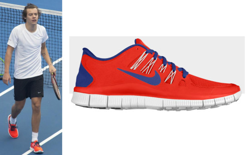 Harry wore these Nike trainers when playing tennis in Brisbane (20th October 2013)
Nike iD - $135
*To get the same colours as Harry you have to change some of the colours:Lining, Swoosh and Lace - Hyper BlueFlywire - WhiteThe rest of the shoe left as Total Crimson