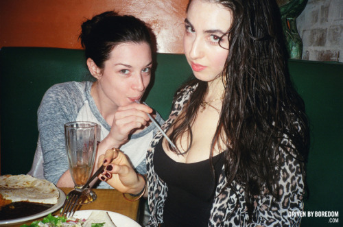 drivenbyboredom:  One day I am going to do a book of photos of Stoya drinking things with straws. Here she is drinking Zoe’s cleavage.    Zoe was both adorable and nice.