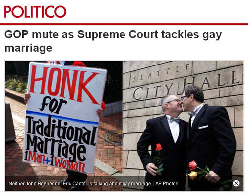 Politico - 'GOP mute as Supreme Court tackles gay marriage'