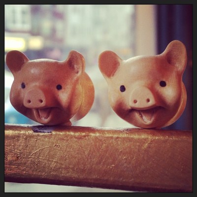 Some more cute plugs from #urbanstar&#8230;that&#8217;ll do, pig. That&#8217;ll do. #coldsteelpiercing #haight #sf #sanfrancisco #plugs #stretchedearlobes #wood #pigs #cute (at Cold Steel America)