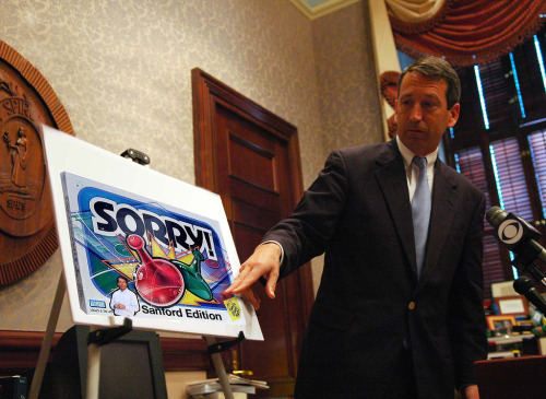 Photoshop of Mark Sanford with box cover for 'Sorry' game