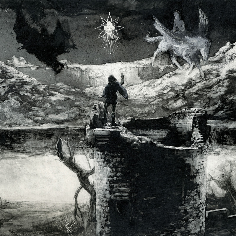 
MANFRED  CONJURING  THE  SPIRITS  (Central panel)
Santiago Caruso / Ink & scratching over paper / 74 cm x 26, 3 cm / 2012
