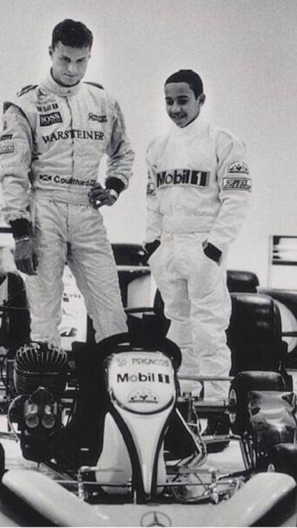 mclaren-soul:

Recognise these two ex-McLaren drivers? Yes, it’s DC and a very young Lewis Hamilton!