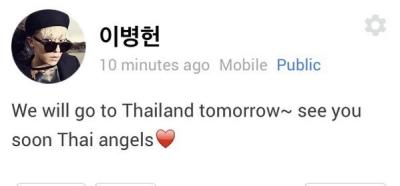 Google+/L.Joe *in english*: We will go to Thailand tomorrow~ see you soon Thai Angels ❤
cr: oursupaluv/ twitter