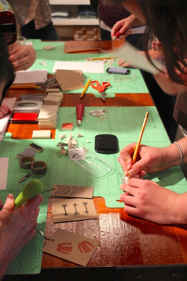 assemble and madewell crafting and shopping night make your own stamps