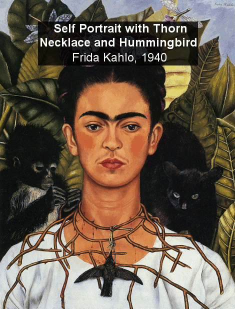 Self Portrait with Thorn Necklace and Hummingbird - Frida Kahlo