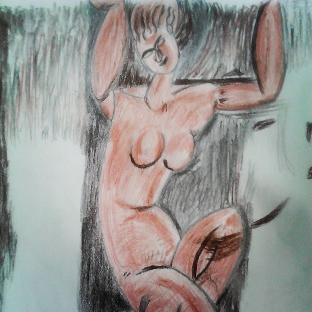 Dessin fait ce matin d’après Modigliani #drawing #dessin #modigliani #sanguine #sepia #minedeplomb #cool #nice #arts
