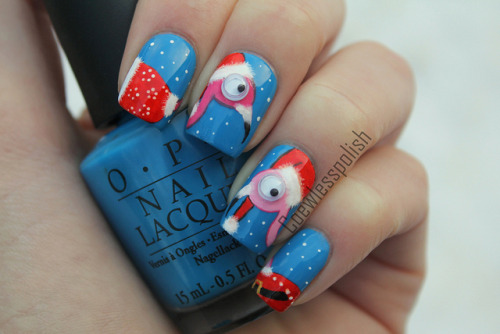 Ugly flamingo sweater nails on Flickr.With rolling 3D eyes. I love how these turned out! www.coewlesspolish.wordpress.com