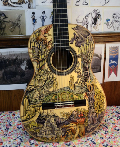 LOTR Illustrated Guitar by Vivian Xiao