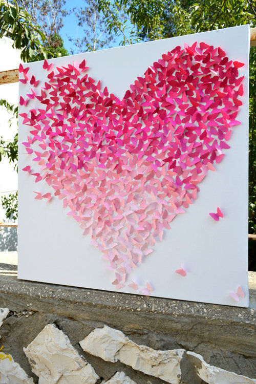 Pink Ombre Butterfly Heart Wall Art / Obsessively Pink