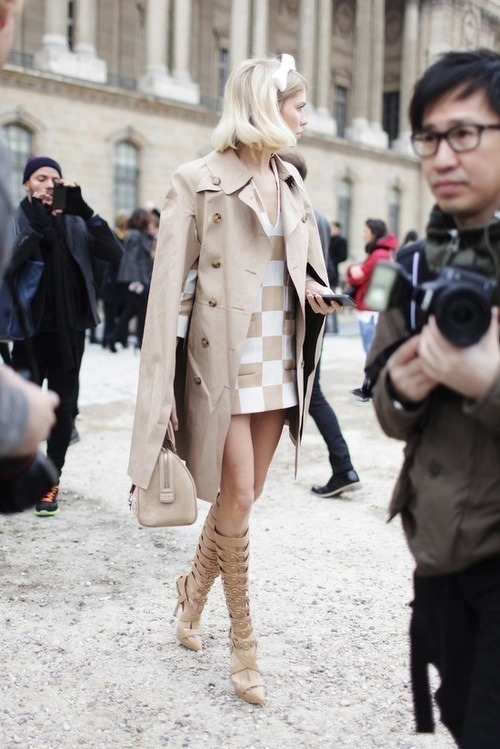 Fashion Week Street Style - Louis Vuitton Spring 2013 Checkered Dress