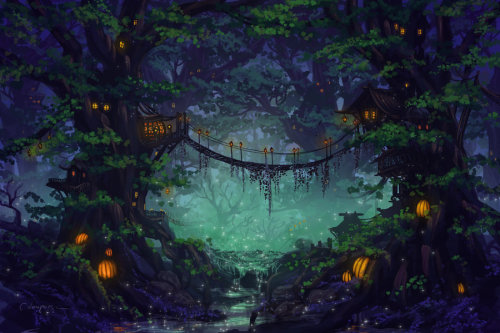 
Commission - Elf Forest by *CassiopeiaArt
