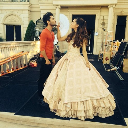 @isaacboots: On set moment with my ♥ @arianagrande #rightthere