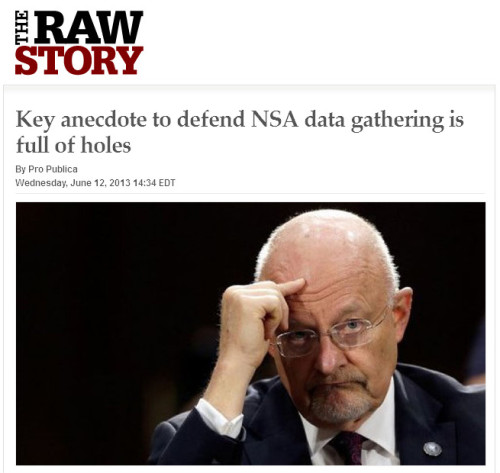 Raw Story - Key anecdote to defend NSA data gathering is full of holes