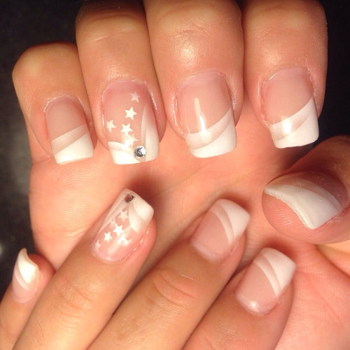 Fresh star #nails #nailart #french #big #diamonds #with...