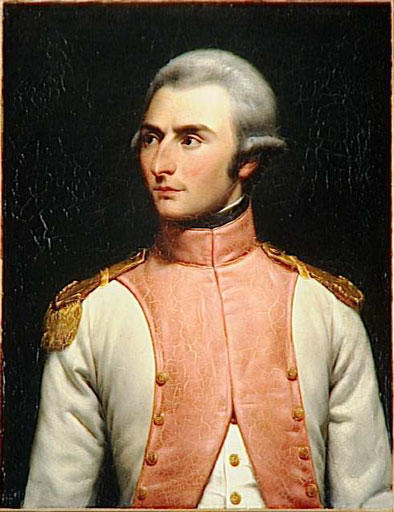 inebriatedpony:

Jean-Baptiste Jules Bernadotte in 1792.
While the uniform is lovely, I can’t say that I applaud his choice of hairstyle here.

He powdered his hair.  Or wore a small wig.
Nice looking man.