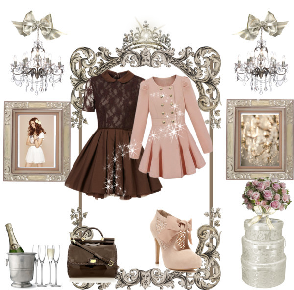 Brown and Pink by amymeme featuring high heel shoes