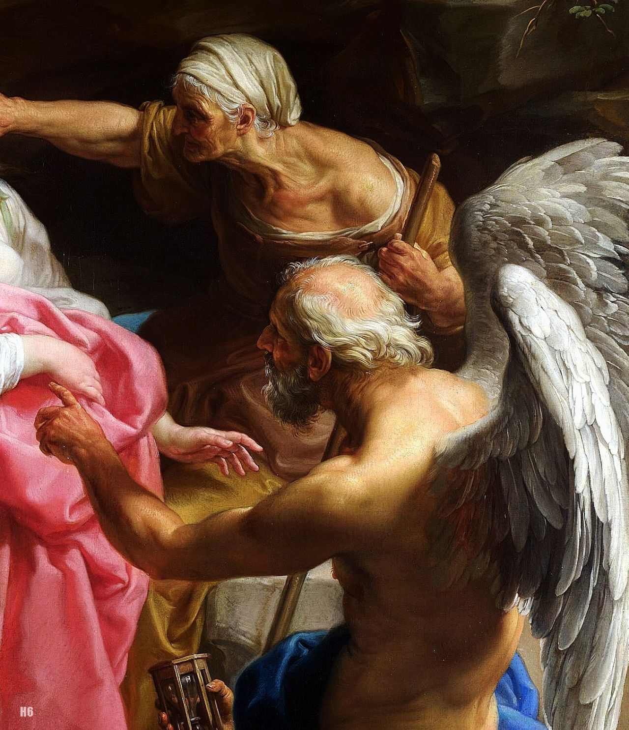 Detail&#160;: Time Orders Old Age to Destroy Beauty. 1746. Pompeo Batoni. Italian 1708-1787. oil/canvas.
http://hadrian6.tumblr.com