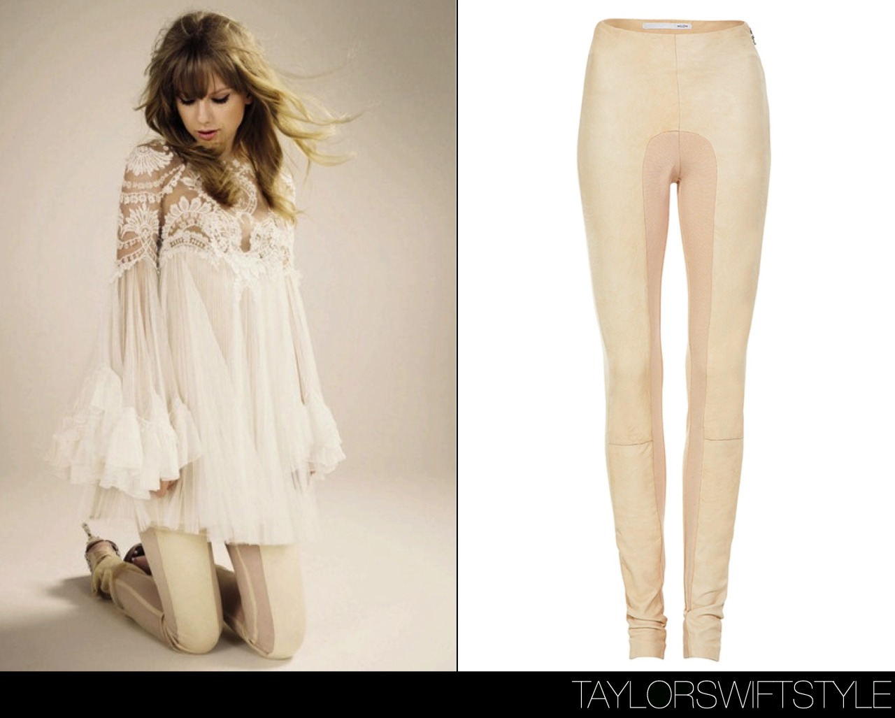 In a photo spread for InStyle U.K. | April 2013Willow &#8216;Crushed Lambskin Panel Pant&#8217; - $695.00Worn with: Marchesa dressCheck out the rest of Taylor&#8217;s InStyle U.K. spread here