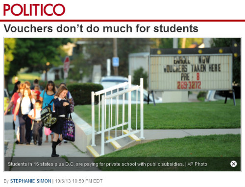 Politico - Vouchers don't do much for students