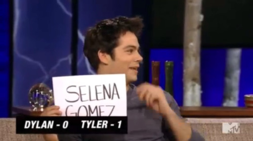 Dylan O&#8217;Brien confessing that Selena is his celebrity crush during &#8220;Wolf Watch&#8221; on MTV