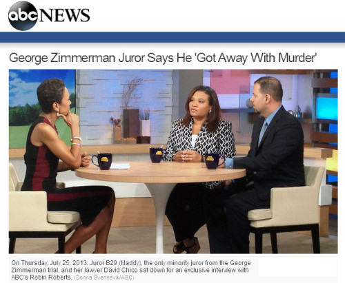 ABC News - George Zimmerman Juror Says He 'Got Away With Murder'