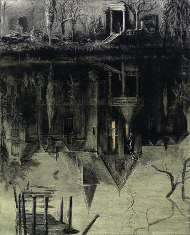 
Santiago Caruso : The Spectral House / Ink and scratching over paper / 32 cm x 24 cm / 2013
