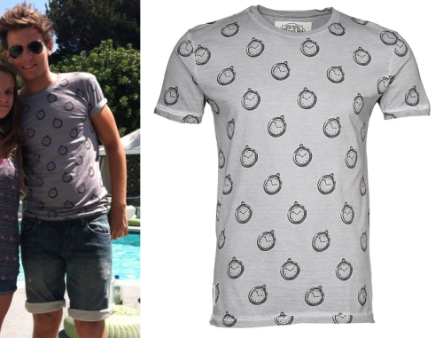 Louis&#8217; clock t shirt he wore in a photo with a fan recently is from Worn By. Unfortunately the grey one is no longer in stock.
Grey - £27 (sold out)
Red - £10 (in stock)