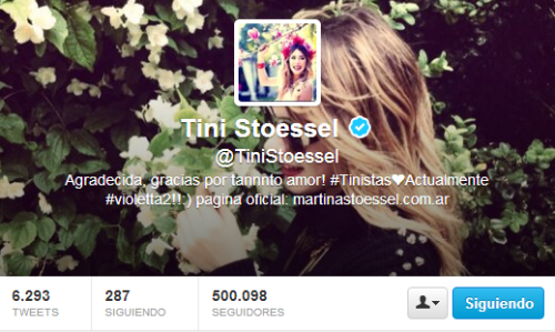 Martina llegó a los 500,000 seguidores ¡Felicidades Tini! 