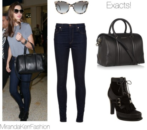  <br /> At the sydney airport Miranda wore a plain grey top, these nobody cult skinny jeans, this different version of her usual givenchy bag, these tabitha simmons &#8220;sally boots&#8221; &amp; these stella mccartney sunglasses. x <br /> 