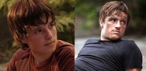 On the left, 15-year-old Josh Hutcherson as Sean in Journey to the Center of the Earth.
On the right, 19-year-old Josh Hutcherson as 16-year-old Peeta in The Hunger Games.