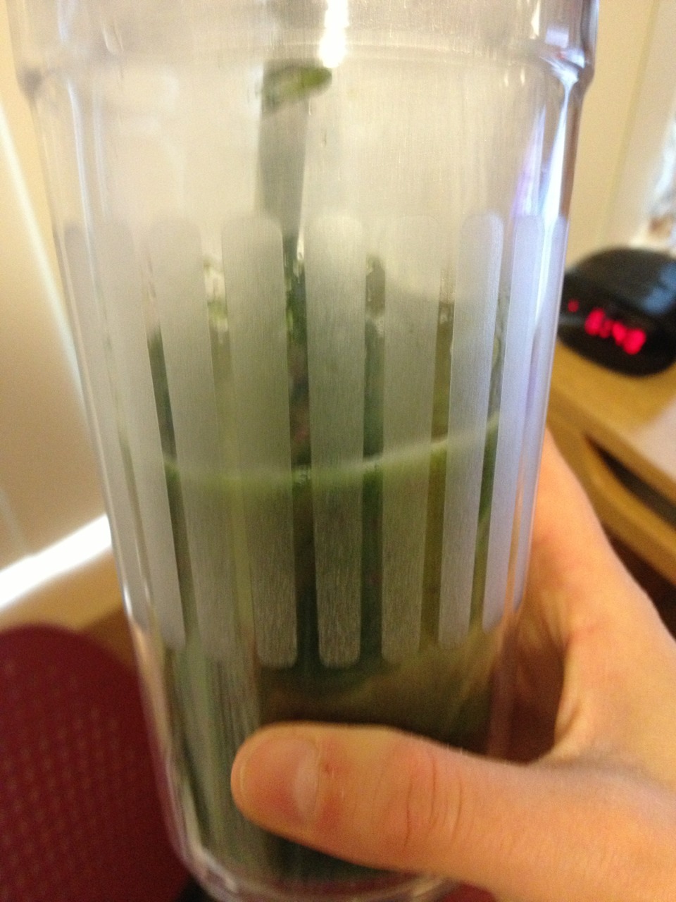 Switching up the breakfast. Kale, apple, banana, and EnergyBits (spirulina).