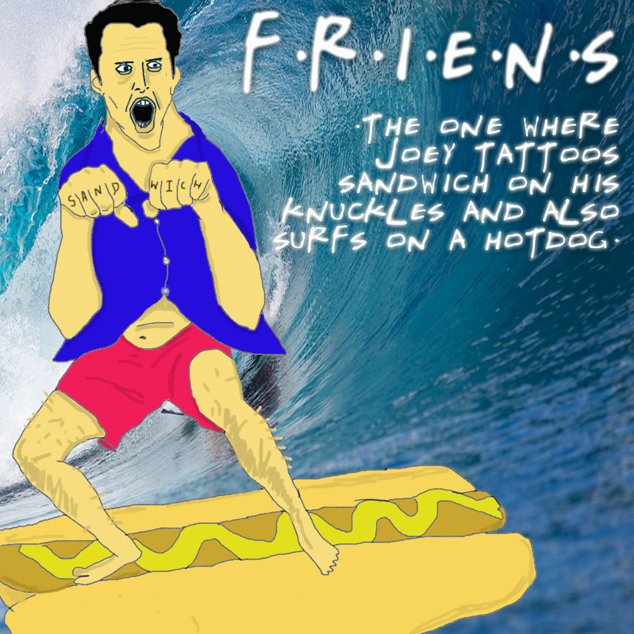 If you like my BASS DOGS, you might like my new TUMBLR called FRIENS, on which I draw episodes of the TV Show Friends that never happened.
Check it out, if you&#8217;re into that sort of thing:
http://friens.tumblr.com
http://www.twitter.com/friensepisodes
http://www.facebook.com/friens