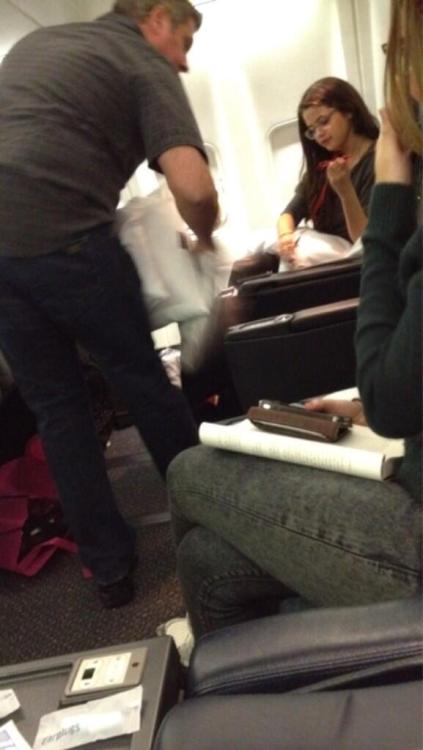 Selena on a plane last night heading to NYC