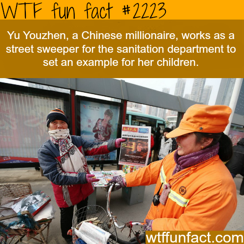 Yu Youzhen, A millionaire that work as a cleaner - WTF fun facts
