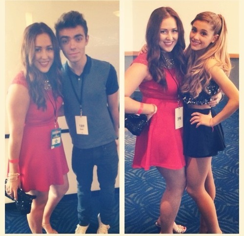 Ariana and Nathan today at the backstage of her rehearsal