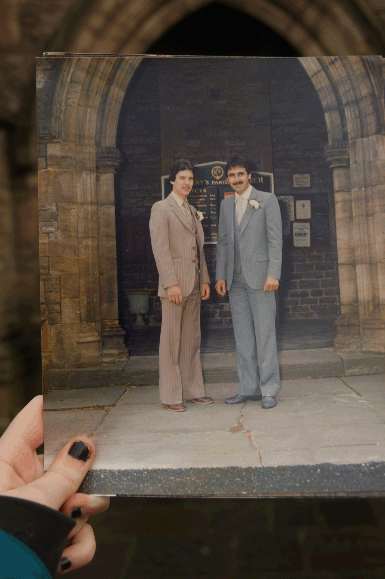 Dear Photograph,
My father and his brother stood there full of smiles in 1982 on the day he married my mother. Unfortunately, a lot has changed since then&#8230;love included.
Bethan