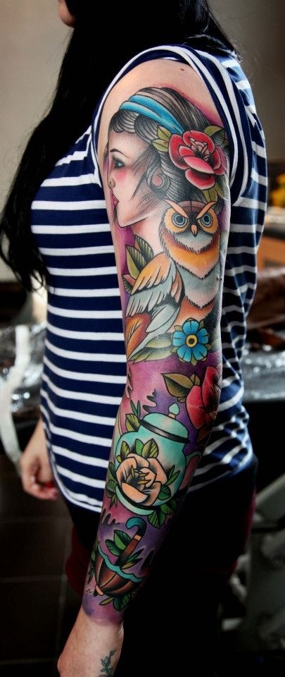 fuckyeahtattoos:

Chantelle wrights sleeve done by Matt Webb at 72 street tattoo.
