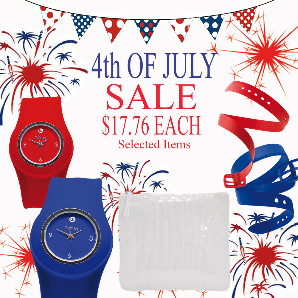 This 4th of July, show your patriotic spirit by firing up the grill, slipping on your bathing suit, and hopping online to www.winkydesigns.com! 
To celebrate the signing of the Declaration of Independence in 1776, Winky Designs is offering A BLOWOUT $17.76 SALE!
This Thursday July 4th- Sunday July 7th, select favorites are only $17.76 each!   All belts and scarves are only $10 each!
Hurry because this sale won’t last (unlike that sunburn from lounging out at the pool too long)!
