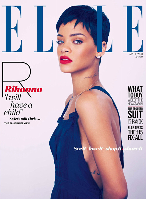 Rihanna wearing a Rihanna For River Island overall dress in Elle UK.